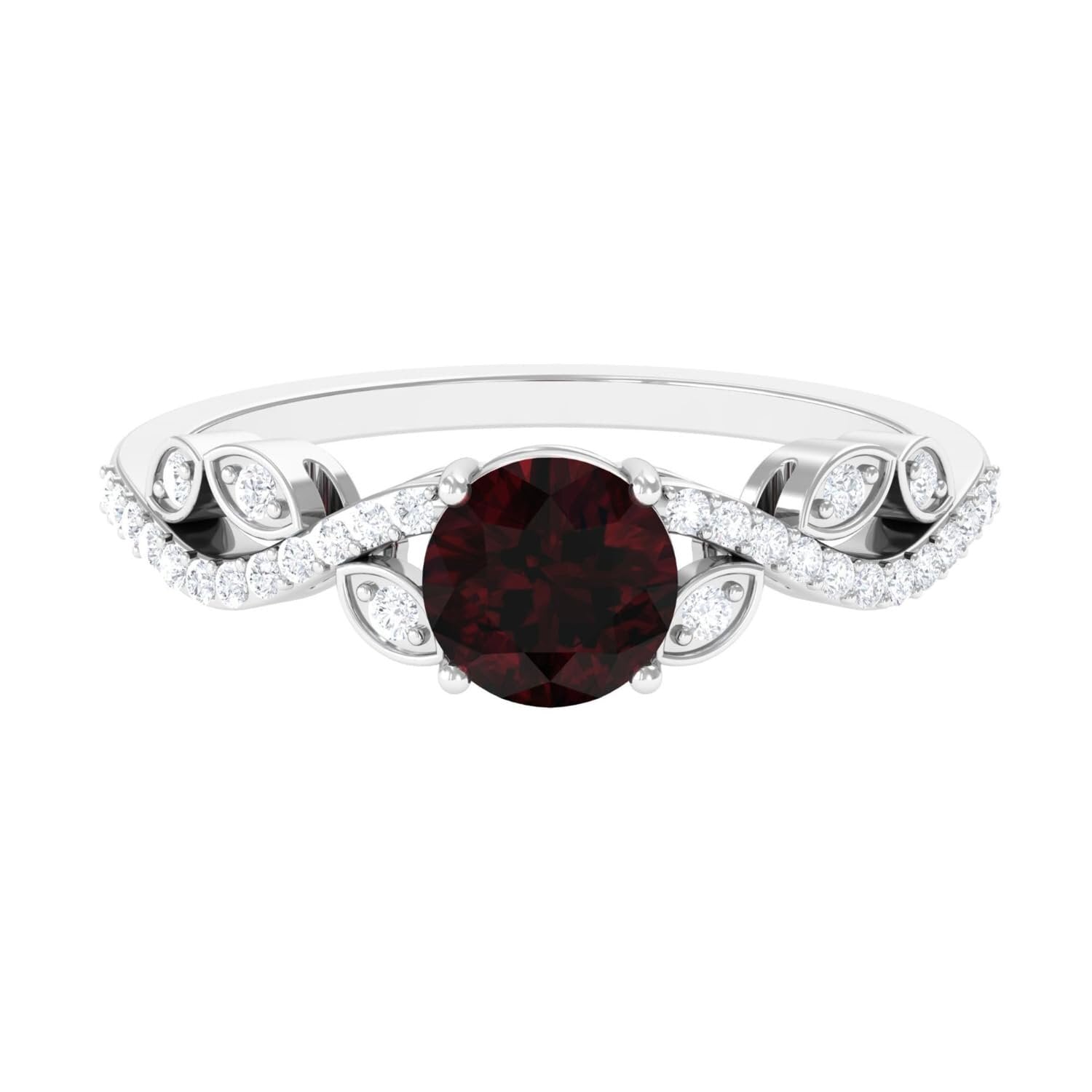 The Crimson Vine: Red Garnet & Moissanite Twist Ring