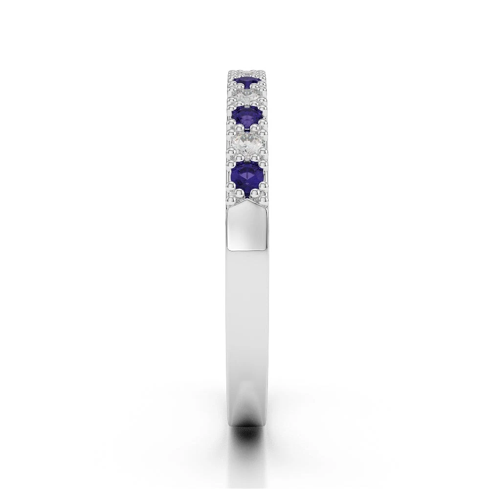 The Royal Rhythm : Iolite & Moissanite Half Eternity Ring