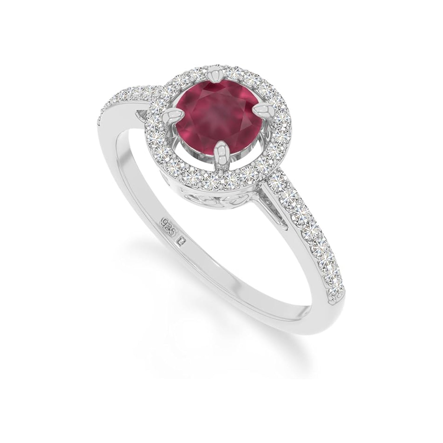 The Crimson Halo : Ruby & Moissanite Halo Ring