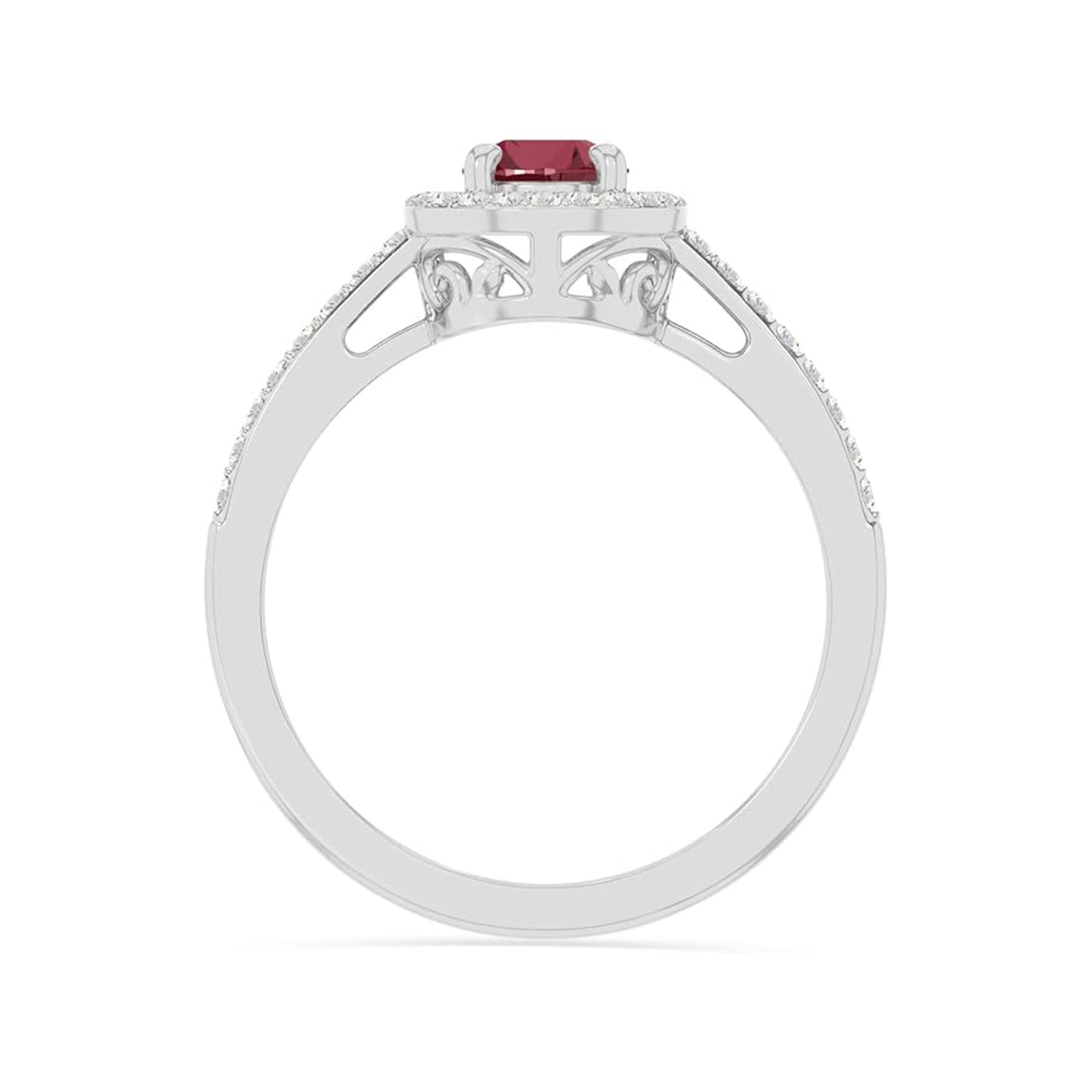 The Crimson Halo : Ruby & Moissanite Halo Ring