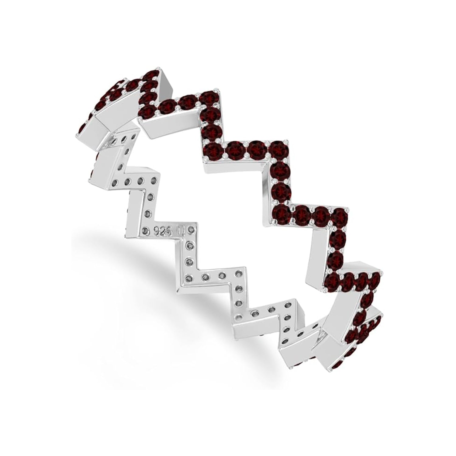 The Geometric Pulse: Amethyst Pave Zigzag Ring