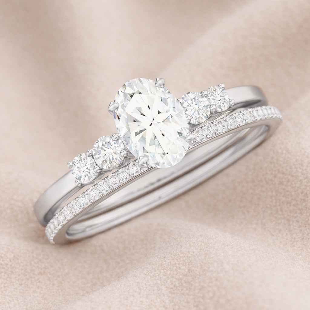 The Radiant Teardrop: 1.4ct Pear Moissanite Bridal Ring Set