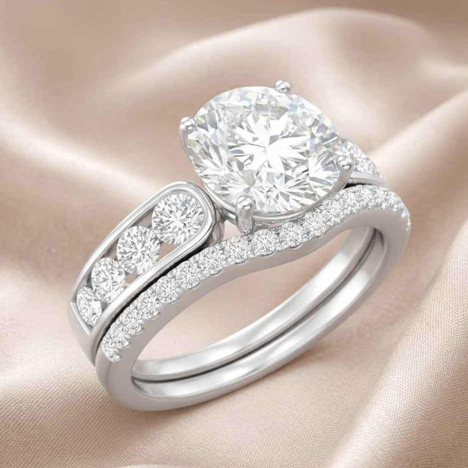 The Luminous Halo: 1.5ct Oval Moissanite Pavé Engagement Ring