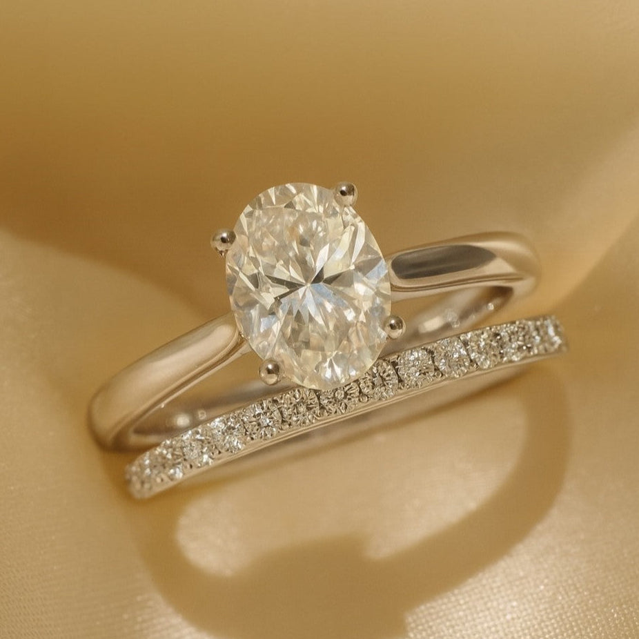 The Eternal Promise: 2.00ct Oval Moissanite Bridal Ring Set