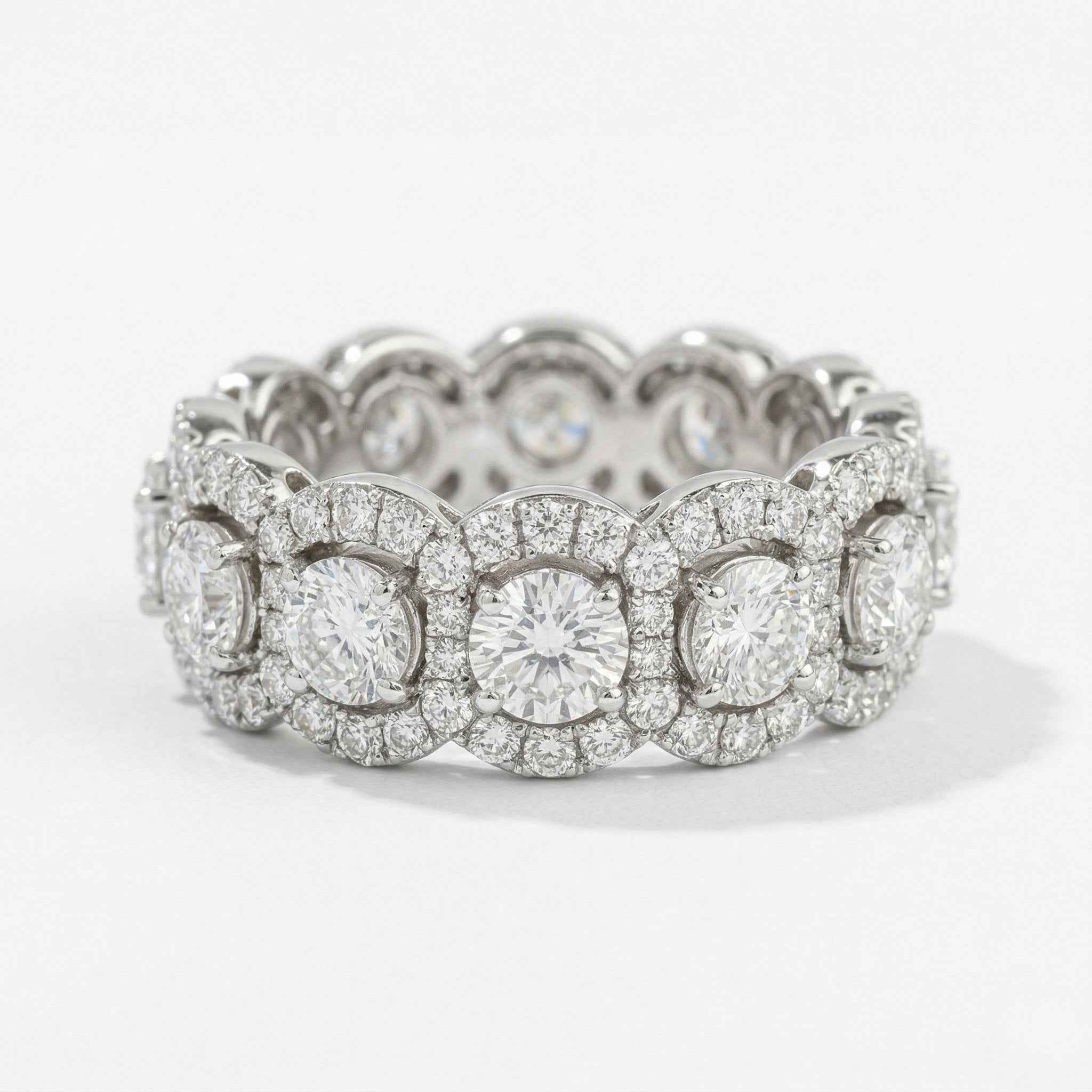 The Radiant Halo: 2.38ct Moissanite Eternity Wedding Band