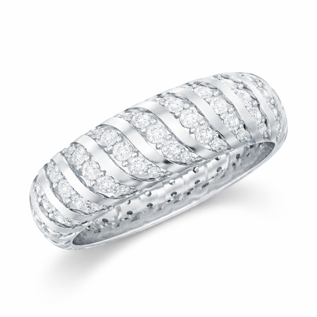 The Sculpted Swirl: 1.38ct Moissanite Dome Eternity Band