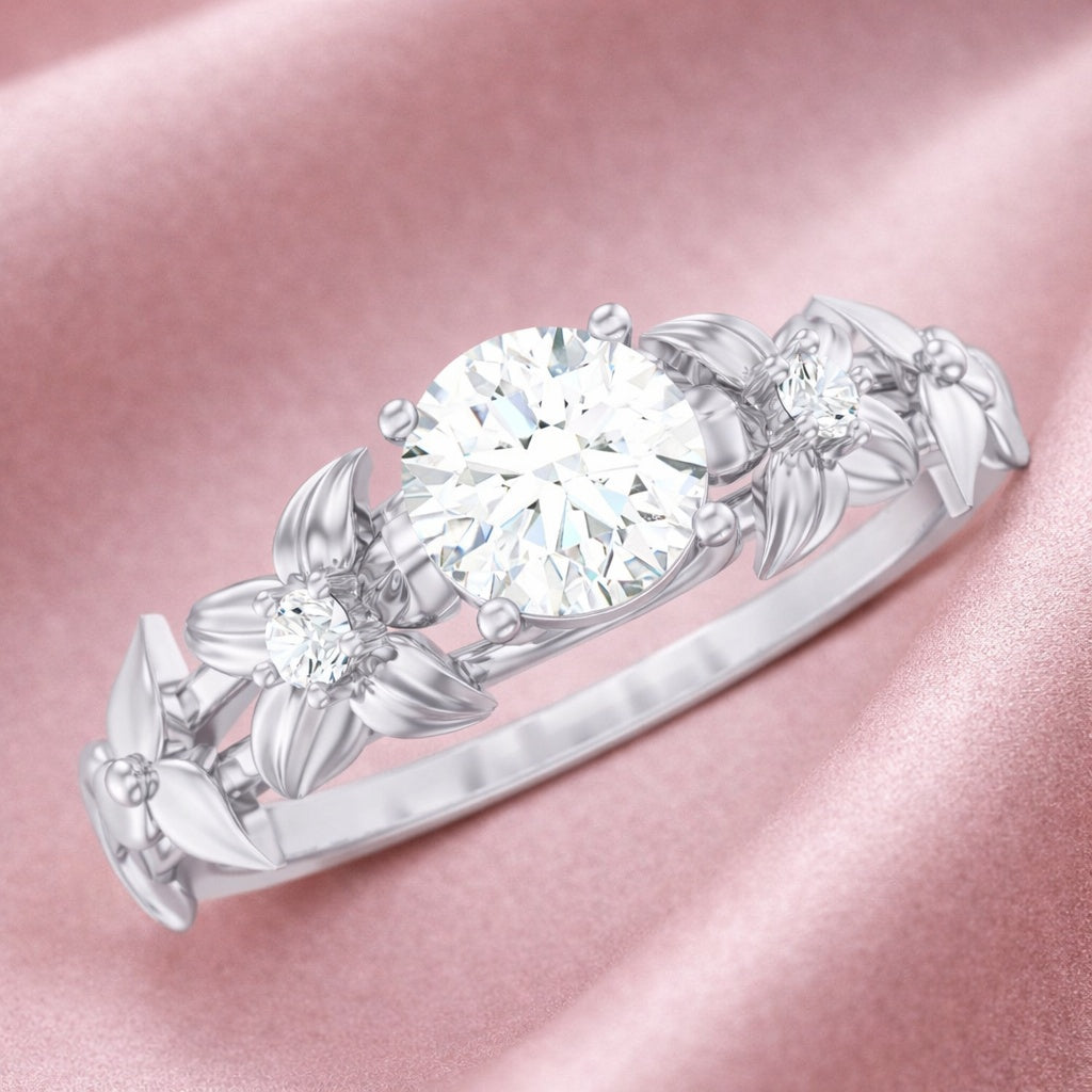 The Garden Solitaire: 1ct Moissanite Floral Vine Ring