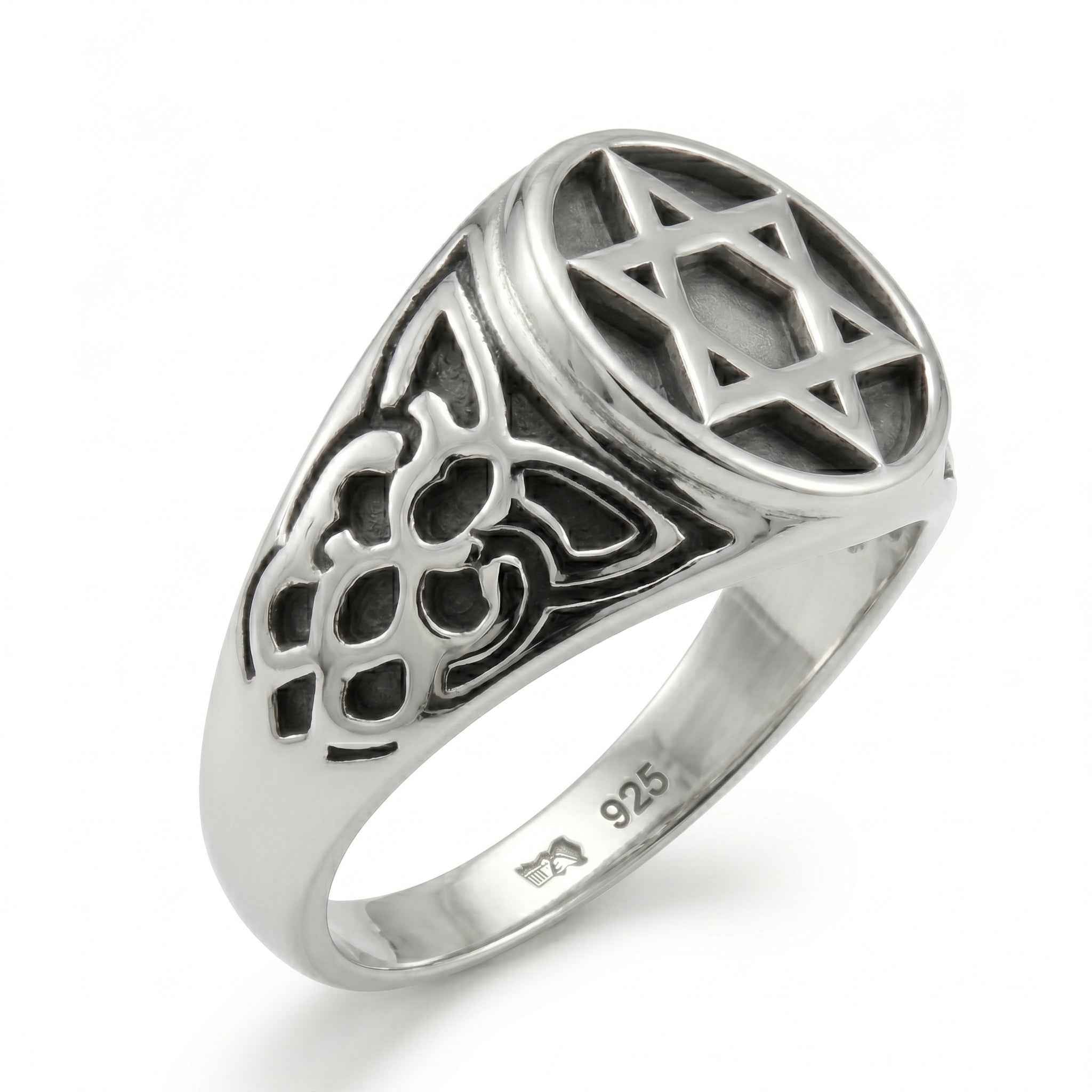The Shield: Star of David Oxidised Celtic Signet Ring