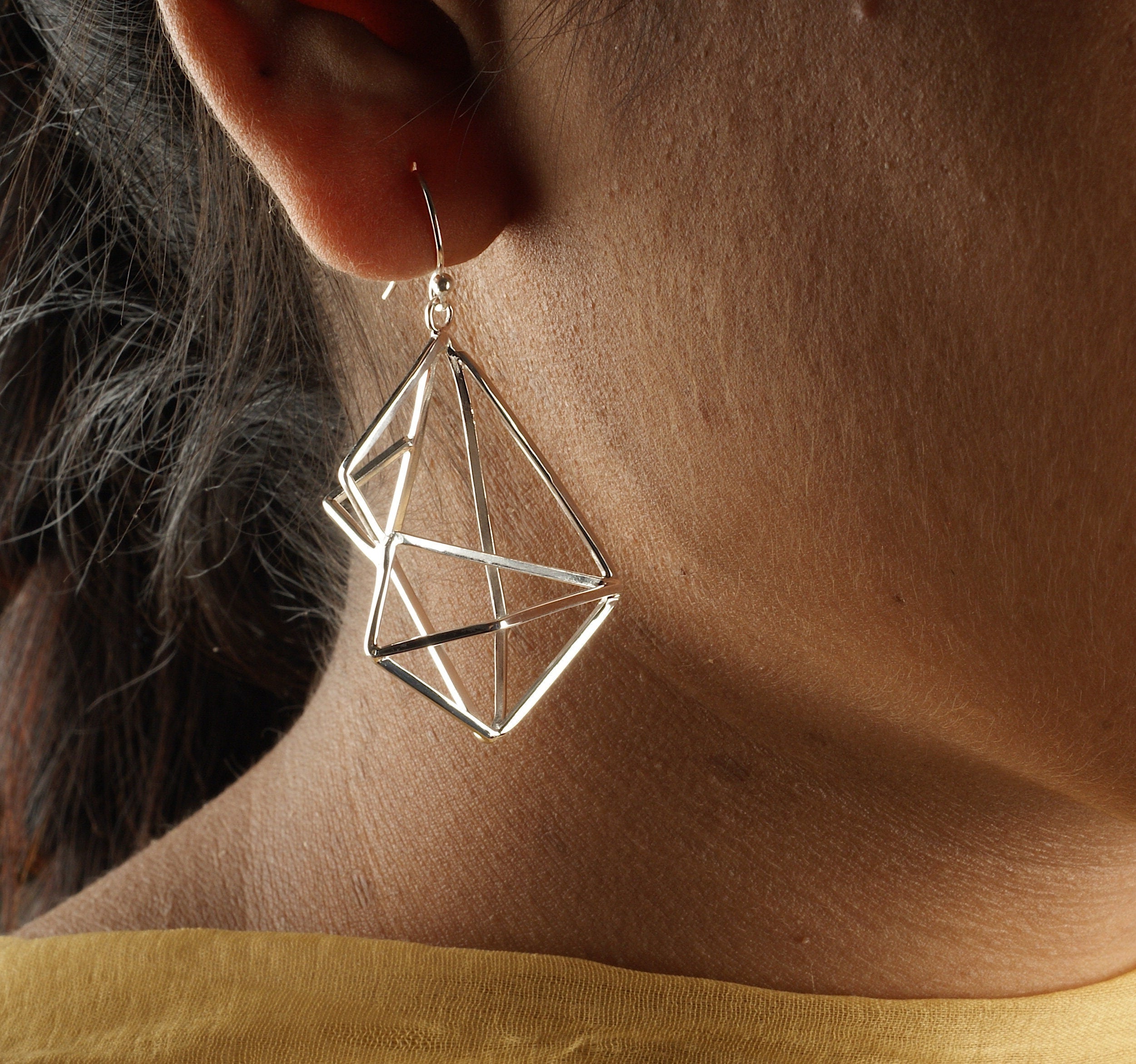 925 Sterling Silver Geometrical Earring Dangle Earwire