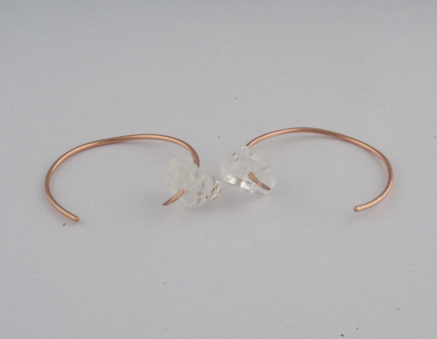 Solid 925 Sterling Silver Herkimer Diamond Hoop Earring Silver / Rose Gold, April Birthstone, Dainty, Quirky , Anniversary, Birthday, Girl
