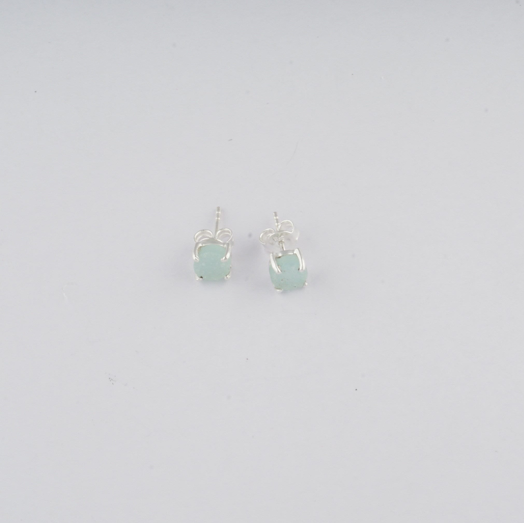 925 Sterling Silver Natural Aqua Drusy Stud Earring with Pushback