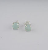 925 Sterling Silver Natural Aqua Drusy Stud Earring with Pushback