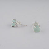 925 Sterling Silver Natural Aqua Drusy Stud Earring with Pushback