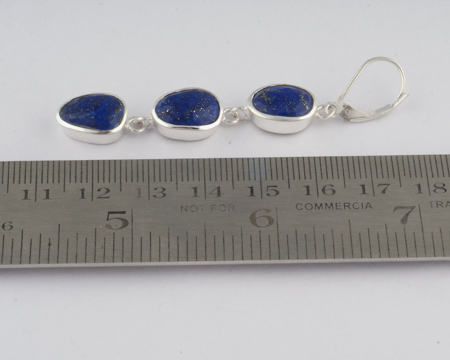 Solid 925 Sterling Silver Rainbow Moonstone / Lapis Lazuli Earrings, Handmade, Gift for Her / Birthday / Anniversary,/ Euroclip