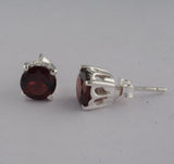 925 Sterling Silver Natural Peridot / Garnet Stud Earring with Pushback