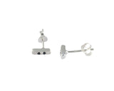 925 Sterling Silver Bar Stud Earrings Blue Sapphire With Push Back