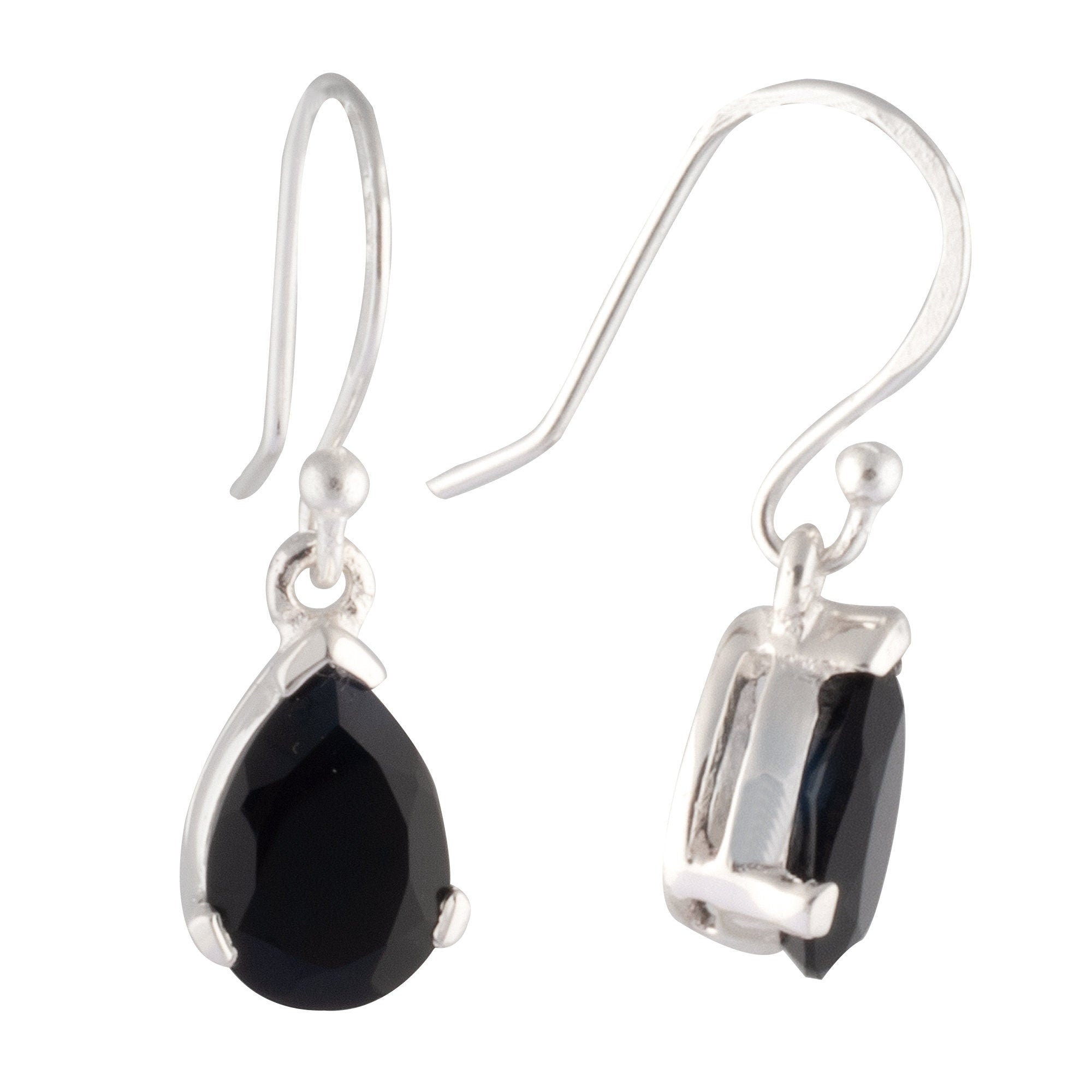 925 Sterling Silver Black Onyx Teardrop Earring with Earwire