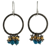 Solid 925 Sterling Silver Turquoise Beads Black Rhodium Earrings