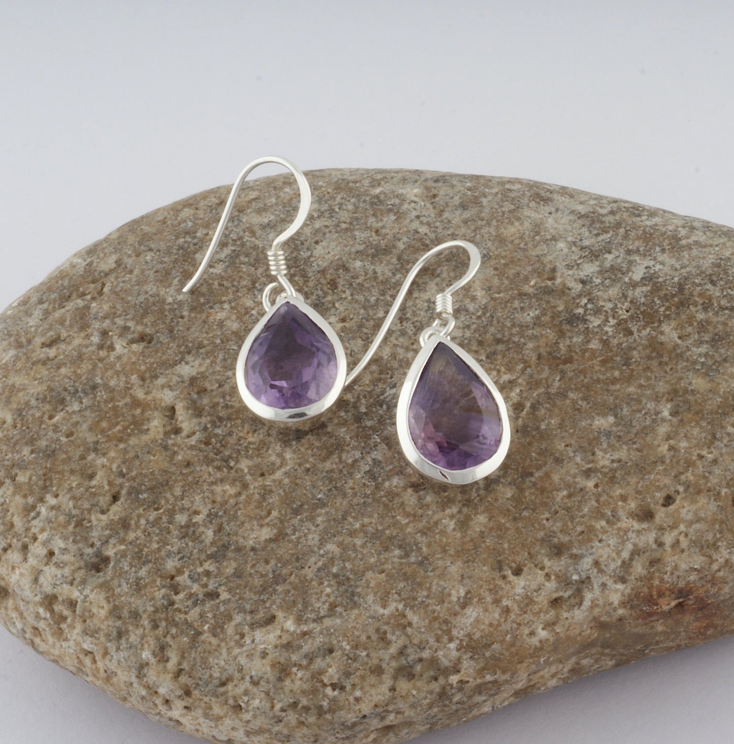 Amethyst Earring in Dangle Earwire, Birthday, Anniversary, Women, Teenager/ Girls, Gift for her. Quirky / Dainty Solid 925 Sterling Silver