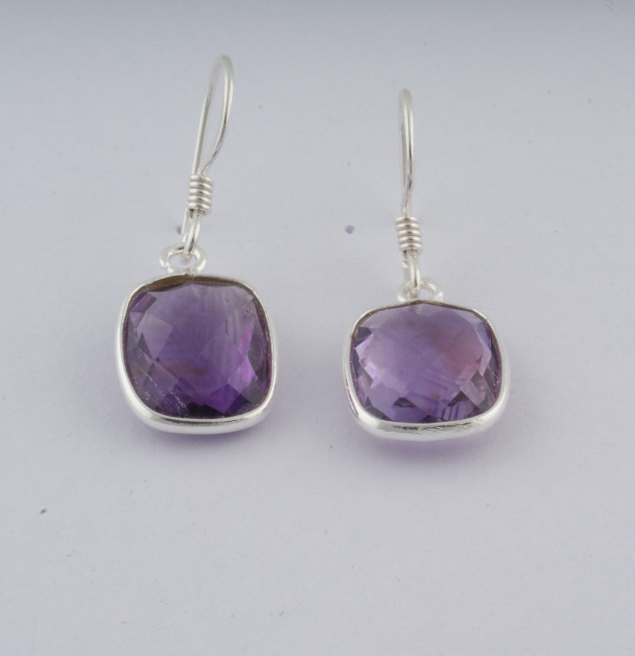 Dainty Amethyst Earrings in Sterling Silver