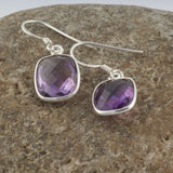 Dainty Amethyst Earrings in Sterling Silver