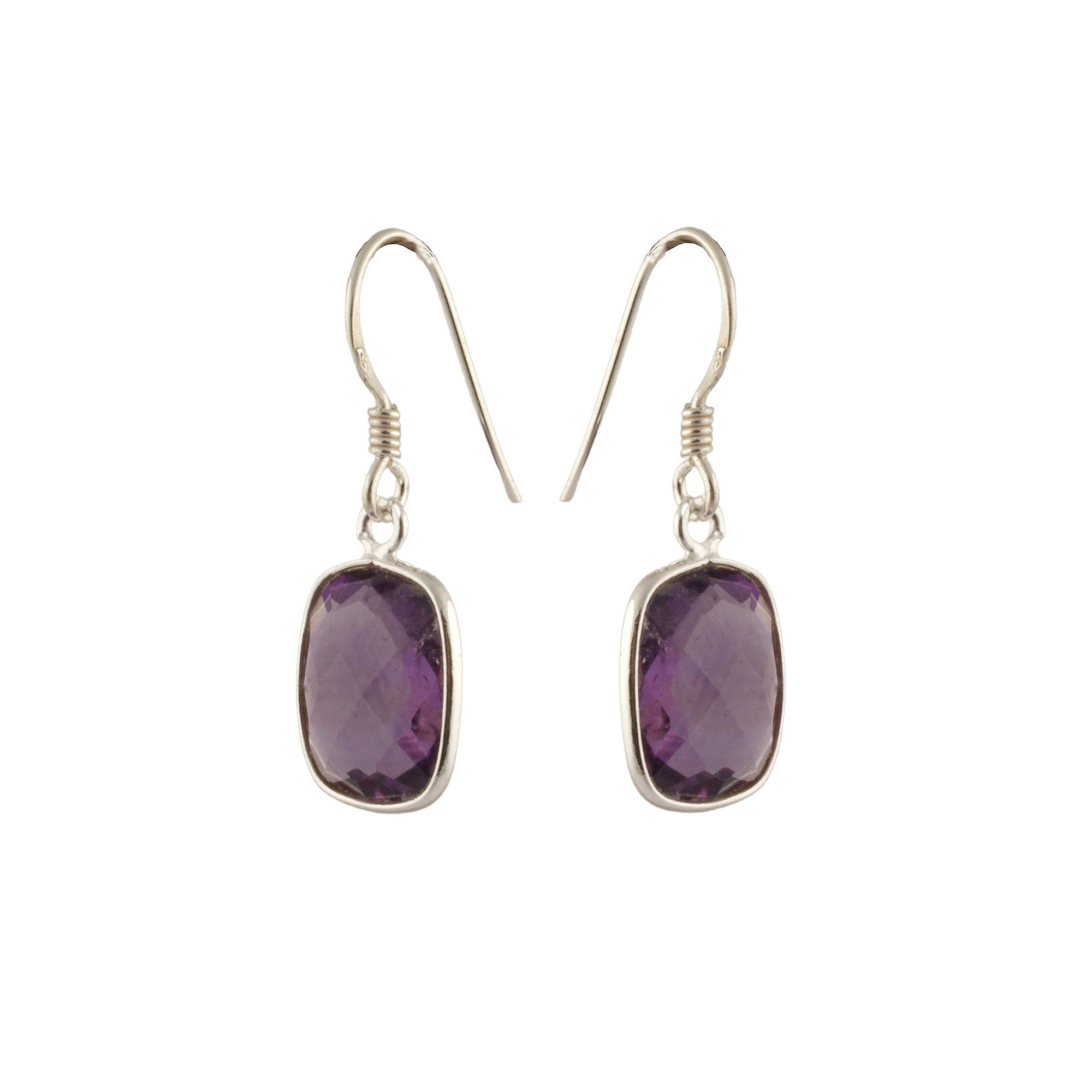 Dainty Amethyst Earrings in Sterling Silver