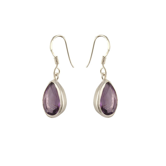 925 Silver Amethyst Dangle Earrings  Earwire Design