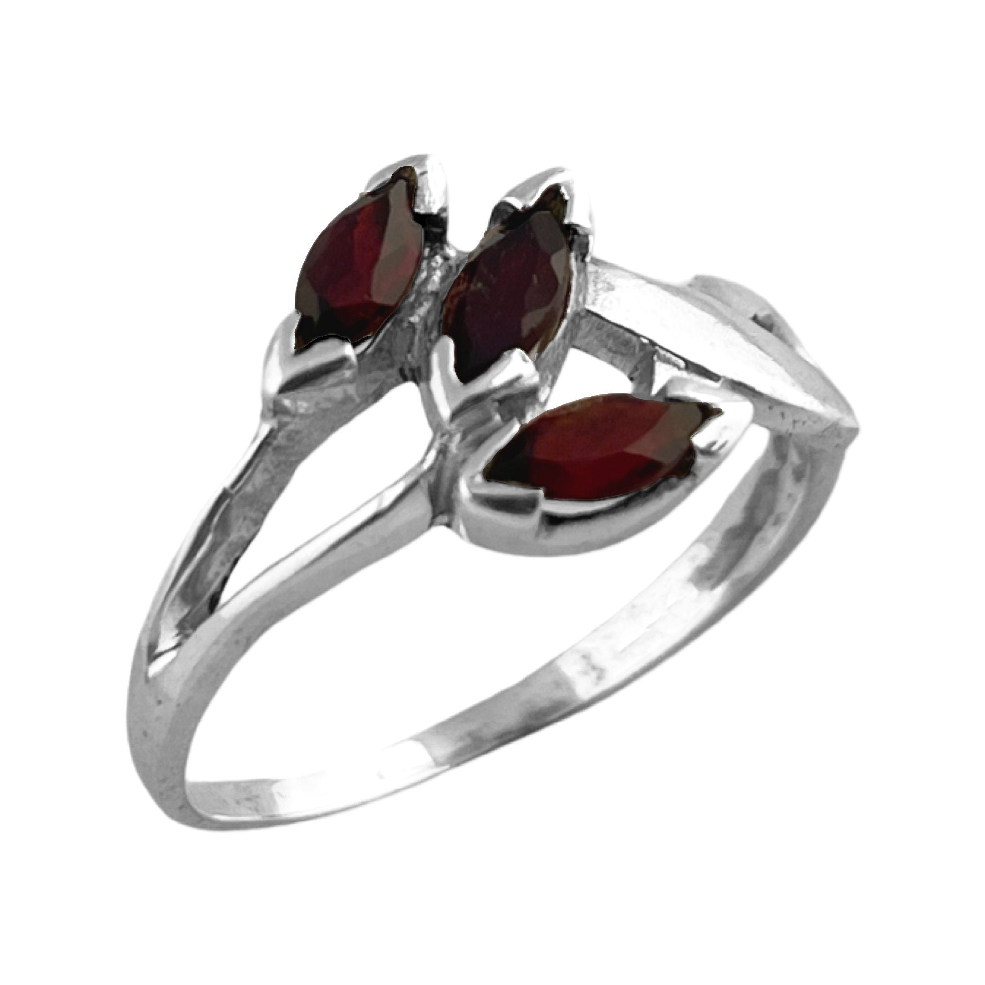 Handmade 925 Silver Garnet Minimalist Ring