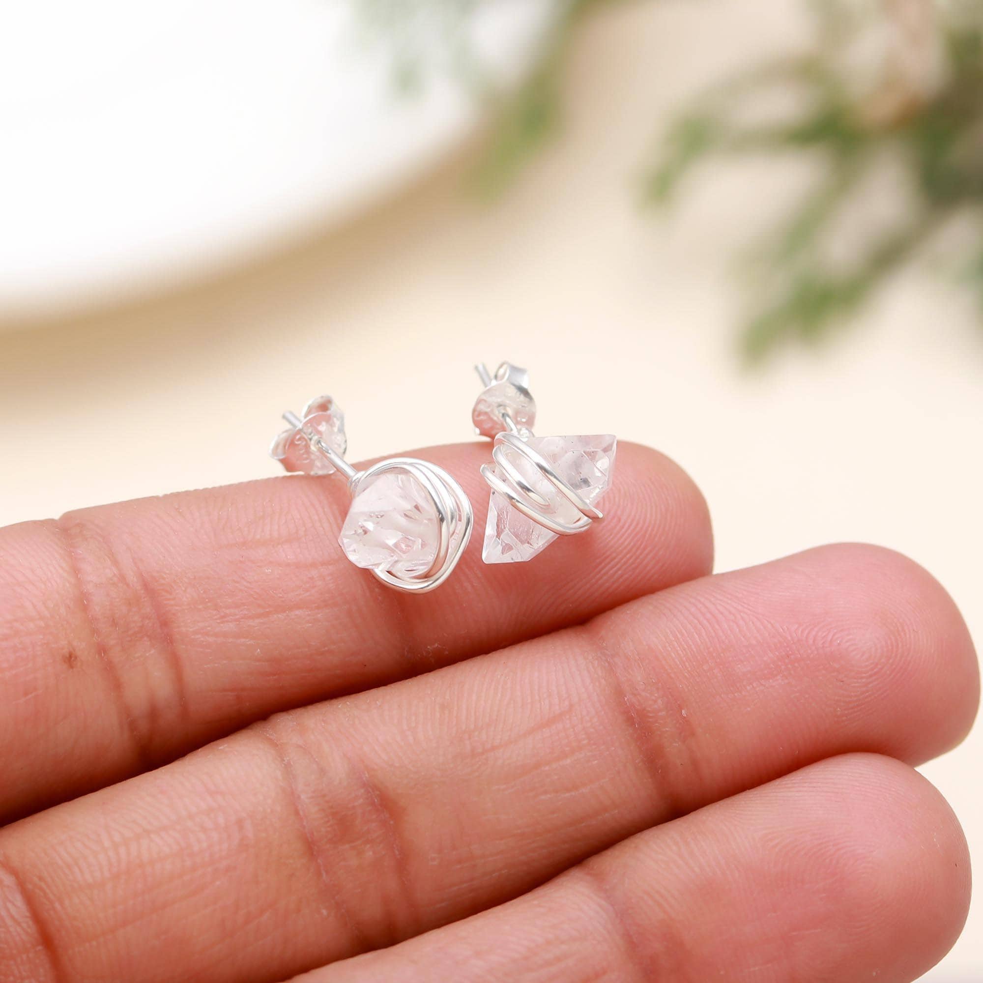 925 Sterling Silver Herkimer Diamond Stud Earrings