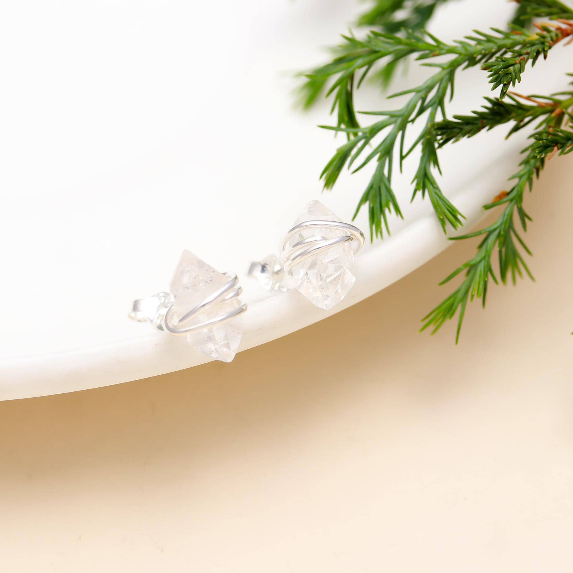 925 Sterling Silver Herkimer Diamond Stud Earrings