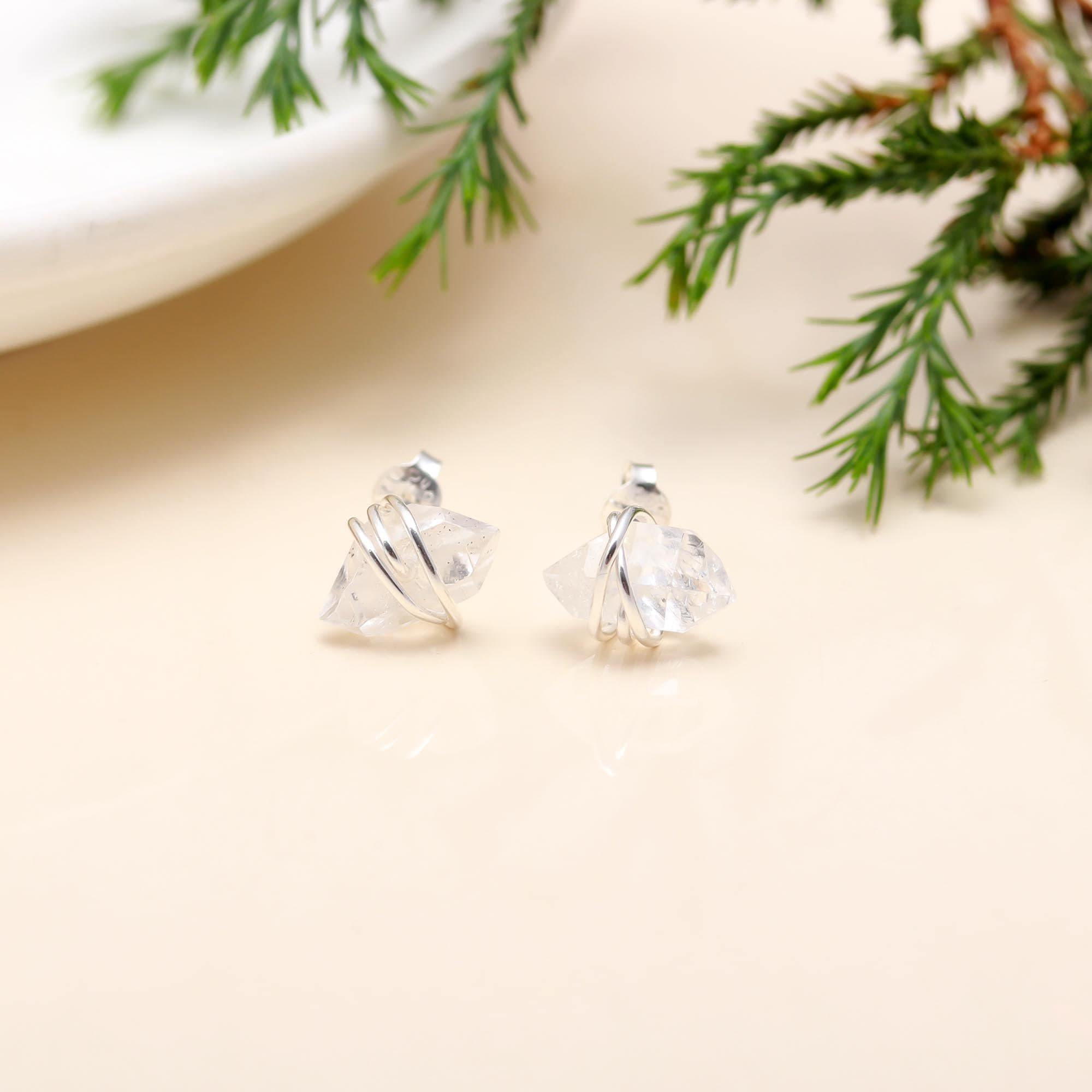925 Sterling Silver Herkimer Diamond Stud Earrings
