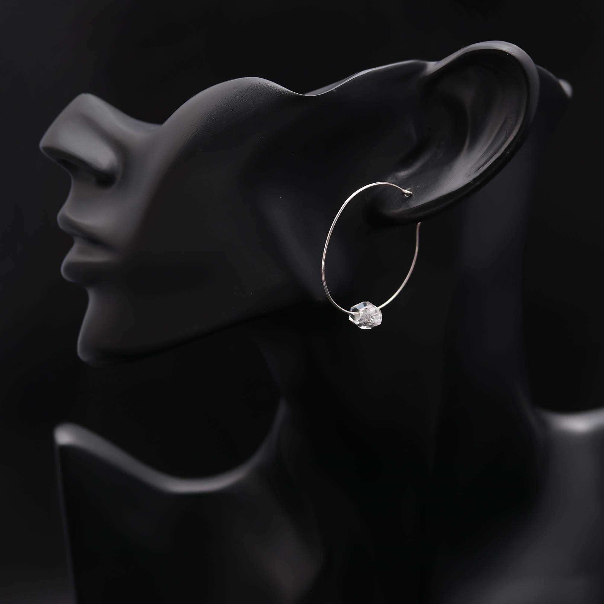 The Crystal Orbit: Herkimer Diamond Silver Hoops
