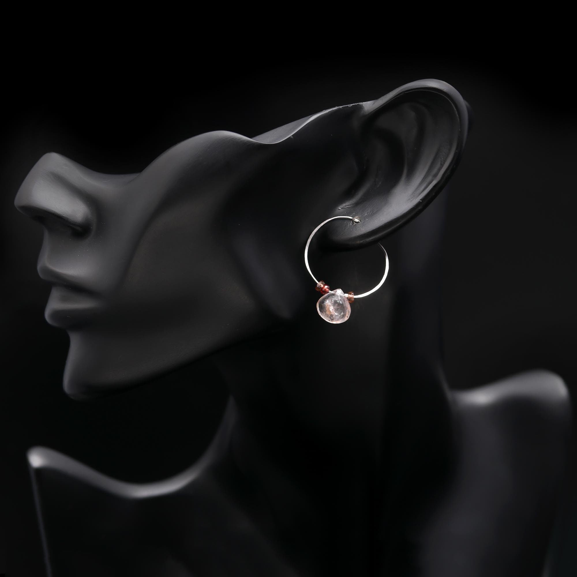 The Silver Thread: Garnet Silver Hoops