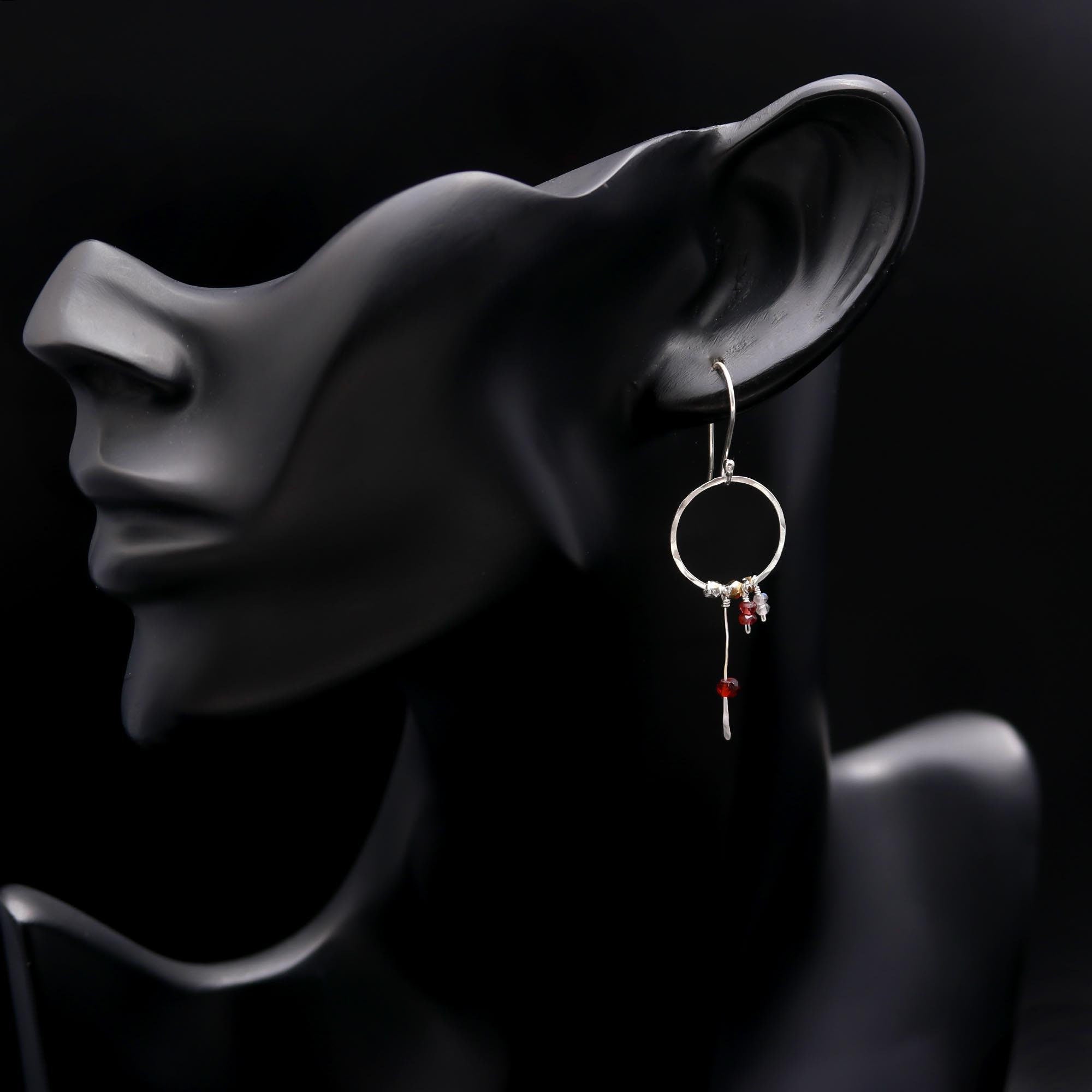 The Delicate Wisp: Garnet & Silver Cluster Earrings