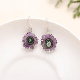 925 Sterling Silver Amethyst Druzy Stalactite Dangle Earrings