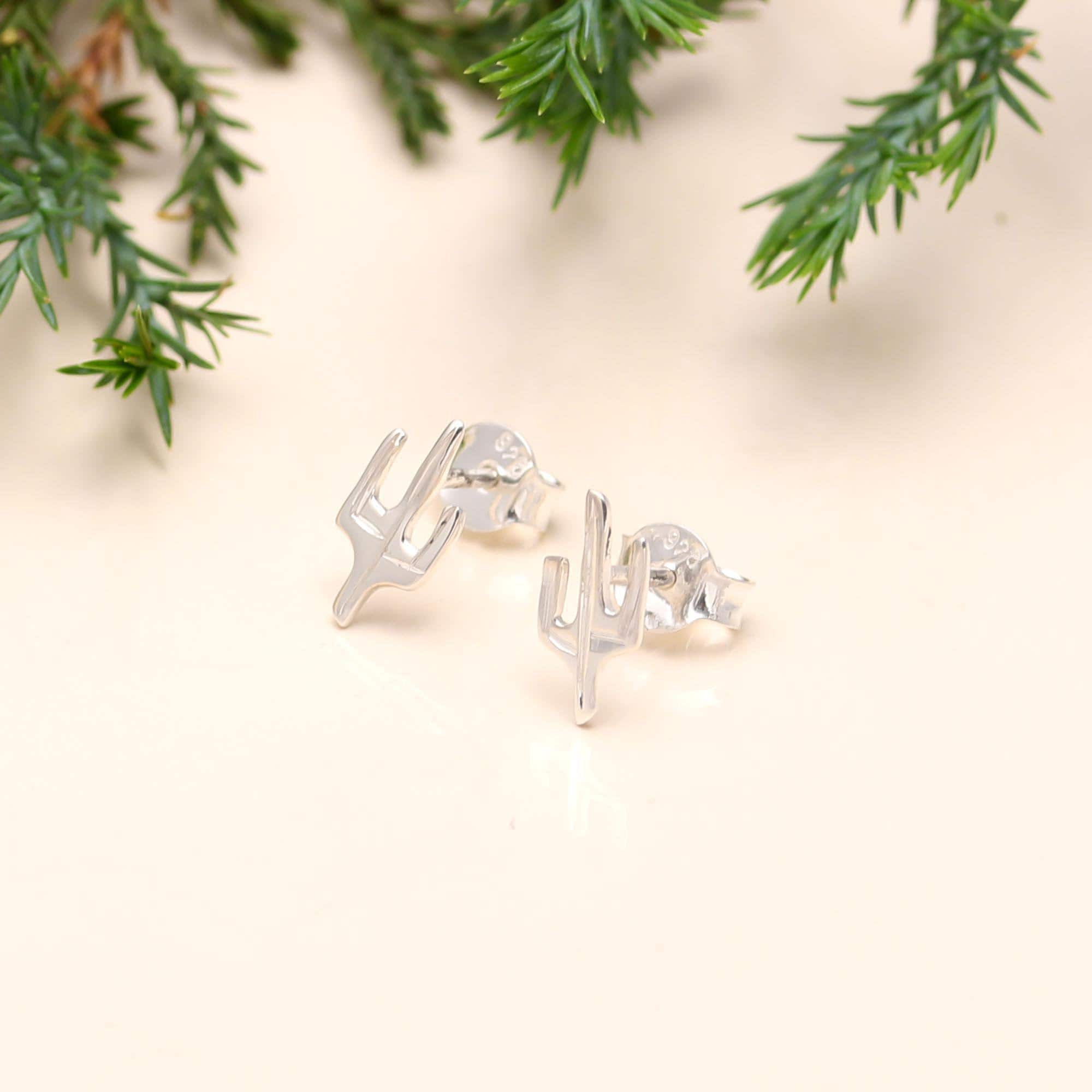 The Silver Saguaro: Sterling Silver Cactus Stud Earrings