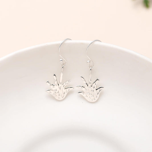 925 Sterling Silver Cactus Dangle Earwire Earrings