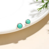 925 Sterling Silver Boho  Genuine Turquoise Stud Earring with Pushbacks