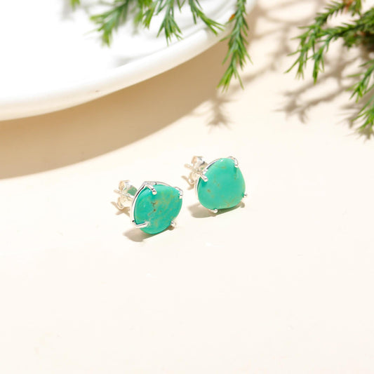 925 Sterling Silver Boho Turquoise Stud Earring with Pushback