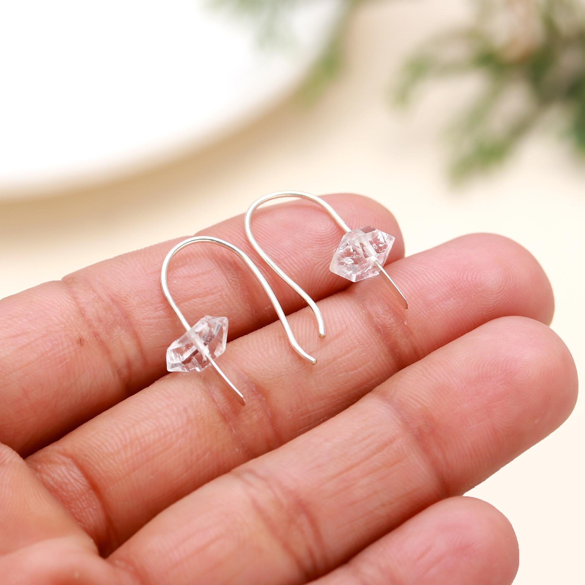 Raw Herkimer Diamond Crystal Earrings