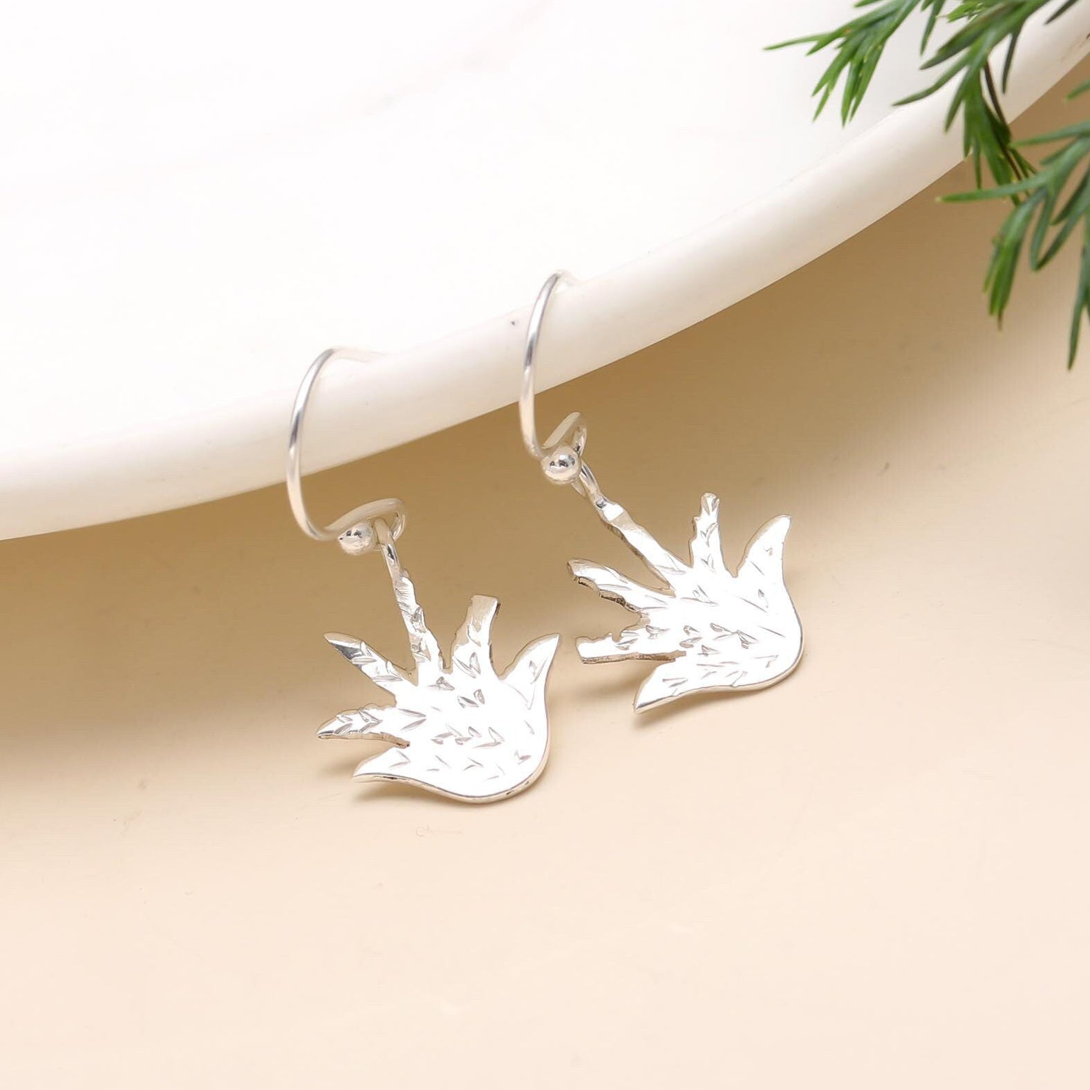 The Desert Sway: Sterling Silver Cactus Dangle Earrings