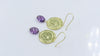 Hypoallergenic Brass Textured Drop Earrings with Amethyst Cabochons