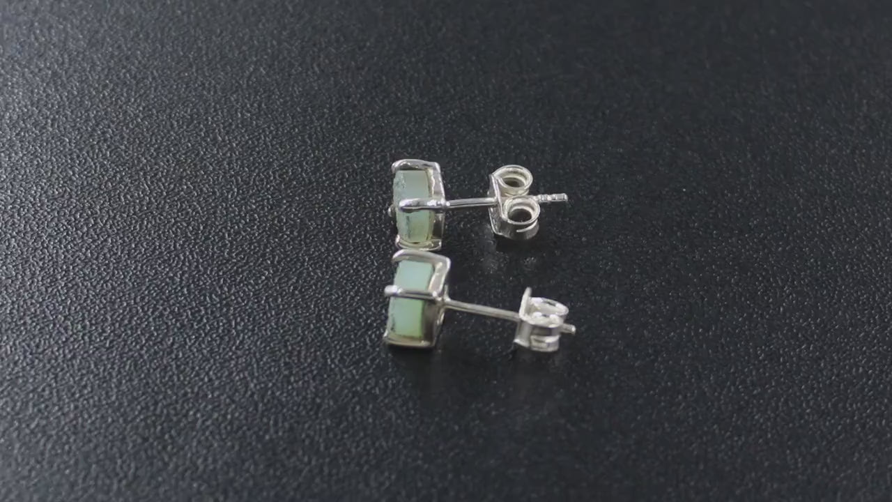 925 Sterling Silver Natural Aqua Drusy Stud Earring with Pushback